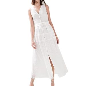 WHBM EYELET BELTED MIDI SHIRTDRESS SIZE 2 NWOT